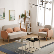 现代简约客厅出租屋沙发，小户型双人北欧实木布艺沙发组合