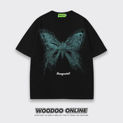 蝴蝶泯灭woodoo设计师品牌青春校园，风创意蝴蝶，男女短袖t恤