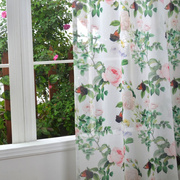简约飘窗美式田园花卉，蝴蝶窗纱植物窗帘，纱帘成品加工免打孔挂钩