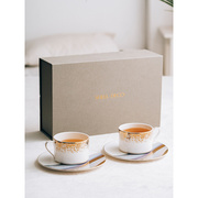 咖啡杯套装高档精致金边骨瓷对杯高颜值高级感茶杯碟送人礼盒