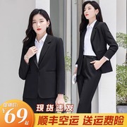 慵懒风韩版宽松时尚小西装外套女正装休闲西服小个子黑色职业面试