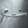 淋浴房卫生间转角浴室墙角置物架全铜三角扇形钢化玻璃打孔免钉