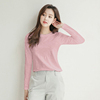 粉色竹节棉t恤女长袖韩版2022年春装，圆领纯棉短袖纯色打底衫