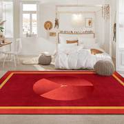 跨境新中式轻奢金色大红色酒红结婚庆客厅卧室床边地毯地垫