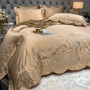 欧式床单四件套100全棉高级感轻奢冰丝，被套纯棉结婚床上用品