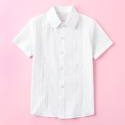 女童短袖白衬衫纯棉夏季薄款2024儿童中大童小学生校服衬衣