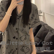 韩国hellokitty睡衣女，夏季卡通可爱纯棉2024短袖，两件套家居服