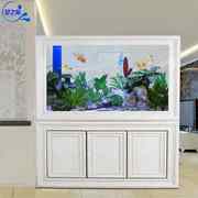 生态龙鱼缸(龙鱼缸)玻璃仿实木纹，底过滤柜免换水族箱屏风中大型1.2米客厅