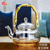 耐热耐高温无铅竹把花茶壶带过滤网泡茶壶功夫茶茶具透明玻璃茶壶