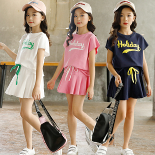 女童运动套装夏季纯棉时尚中大儿童，演出服母女亲子，姐妹装洋气套裙