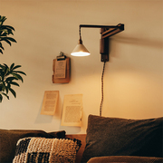 复古折叠胡桃木壁灯日式怀旧客厅卧室床头灯书房茶室民宿咖啡厅灯