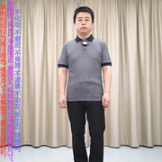 甩 高端短袖T恤男 灰色条纹71.2桑蚕丝 罗曼诺贝利商务针织衫