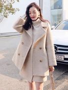 韩国秋冬季气质轻熟小香风套装裙女毛呢大衣外套半身裙两件套