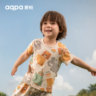 aqpa儿童t恤上衣，夏季纯棉男女宝婴幼儿卡通