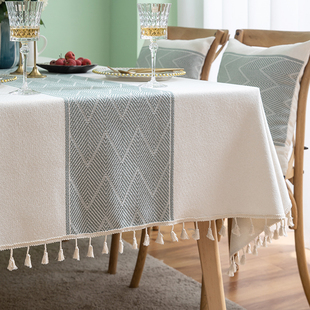 桌布轻奢高级感简约现代棉麻，布艺餐桌布，北欧风长方形客厅茶几台布