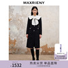 maxrieny精致复古撞色蝴蝶结，领大衣长款23秋冬高级气质感大衣外套