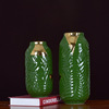 定制景德镇陶瓷花瓶镀金绿釉树叶花插客厅家居摆件手工花瓶装饰品