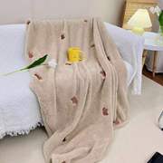 韩国ins新生儿童午睡毛毯办公室，披肩盖腿法兰绒毯子学生宿舍盖毯