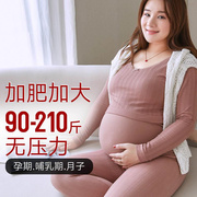 孕妇秋衣秋裤加肥加大200斤产后哺乳月子服棉毛衫，打底加厚超大码