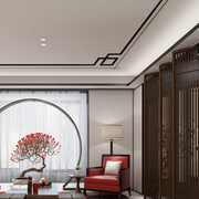 中式客厅天花板压边线装，饰条电视背景墙亚克力，镜面柜子对角花边贴