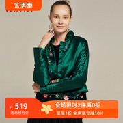 五色风马中国风冬季棉服女短款简约纽扣W18D4209
