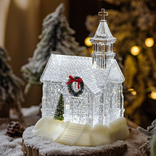 掬涵圣诞节水晶球飘雪房子音乐盒建筑模型摆件圣诞树装饰女生礼物