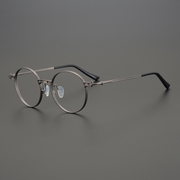 圆形150宽 日本纯钛近视眼镜男可配F度数超轻复古女防蓝光眼睛框