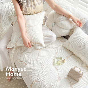 M.life ins北欧高级绗缝水洗棉客厅沙发垫防滑沙发套罩四季款垫布