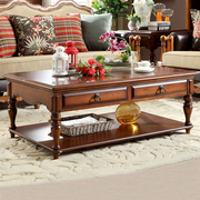 美式欧式家具实木乡村简约风格储物咖啡桌客厅抽屉层板茶几茶桌
