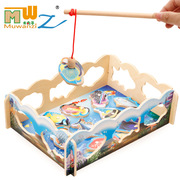 木制磁性钓鱼玩具拼图益智宝宝，动手1-3岁亲子，互动玩具小猫钓鱼