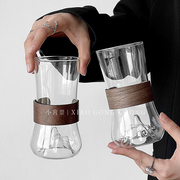 国潮防烫竹木观山杯，透明家用耐高温玻璃杯创意喝水杯子，咖啡杯茶杯