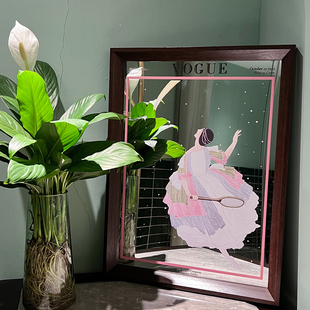 镜面创意装饰画美式复古小众镜子摆件服装店客厅餐厅卧室艺术挂画