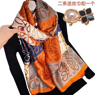 杭州丝绸真丝围巾，外搭纱巾薄款出游防晒时尚礼物，长款女士丝巾披肩
