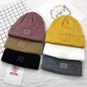 毛线帽子女冬韩版潮甜美可爱字母标保暖针织帽时尚百搭学生套头帽