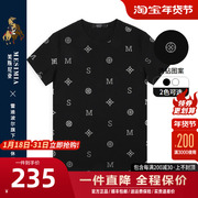 雷迪波尔旗下美斯尼亚2022夏季男士，圆领胶印烫钻纯棉短袖t恤