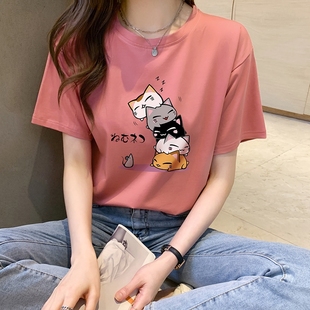 韩国纯棉短袖t恤女款2022半袖薄款小众，设计感丅血上衣服夏季