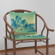 只此青绿千里江山坐垫，套椅子中国风红木，沙发垫子太师椅垫高档靠垫