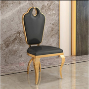 轻奢意式不锈钢餐椅酒店宴会厅港式椅子设计家用休闲皮革靠背桌椅