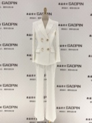 白色西装女套装气质高端修身英伦风微喇叭裤两件套主持礼服女西服
