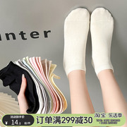 白色袜子女船袜夏季薄款纯棉ins潮夏天纯色浅口防滑不掉跟短筒袜