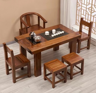 老船木小户型阳台茶桌椅，组合实木办工茶，客厅几家用简约小型桌台茶