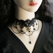 艾米米哥特项链小众锁骨蕾丝，巴洛克气质搭配流苏，多层花朵短款颈