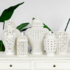 北欧白色镂空系列陶瓷，将军罐摆件现代家居，创意装饰客厅桌面工艺品