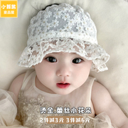 新生婴儿帽子夏季薄款蕾丝公主女宝宝，护囟门遮阳婴幼儿护脑门胎帽