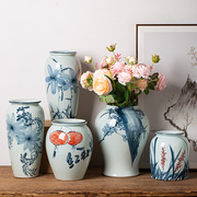 手绘青花瓷花瓶花器花盆，中式水培禅意，摆件复古陶瓷仿古插花