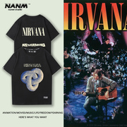 nirvana涅盘天使摇滚乐队短袖男女，vintage美式复古街头潮流t恤衫