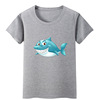 鲨鱼短袖T恤衫粉色衣服装男童绿色湖蓝色女孩子套头儿童装食人鲨