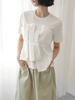 设计师小众法式立体折痕晚礼混搭女神范短袖(范短袖，)棉质女白色t恤kaka特