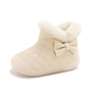 定制宝宝学步鞋公主加绒保暖软底2024年冬季女婴儿靴子1一3岁幼童
