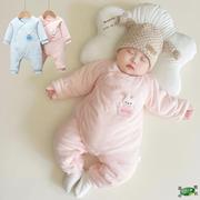 0一6月婴儿衣服冬宝宝冬装，棉衣套装连身衣，连体衣加厚睡衣哈衣爬服